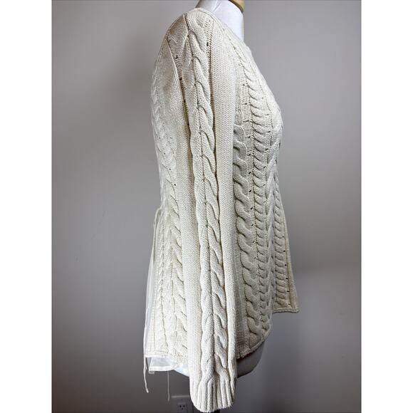 CABI Cottagecore Ethereal Corset Lace Cable Knit Sweater Cream Ivory 3157 S - Picture 2 of 11